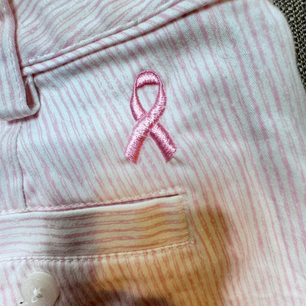 Lady Hagen Pink White Striped Golf Shorts Breast Cancer Awareness Ribbon Size 6